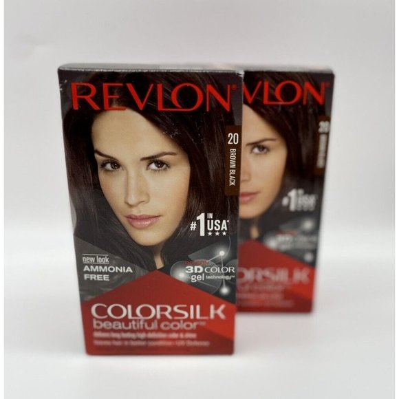 2 Revlon Colorsilk 3D Color Gel Technology Brown Black #20 Hair Color New in Box - Picture 1 of 5